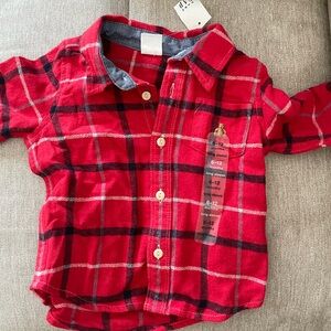 GAP Red and Black Plaid Kids Button Down Shirt